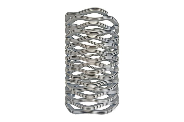 Render of a Rotor Clip interlaced custom wave spring, demonstrating its unique and tailored design for specialized mechanical applications
