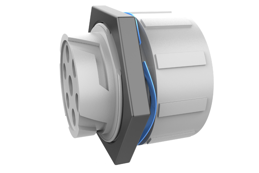 An illustration of a single-turn wave spring used in a circular connector, providing controlled spring force in a compact assembly. The spring helps maintain consistent contact between connector components while accommodating limited installation space.