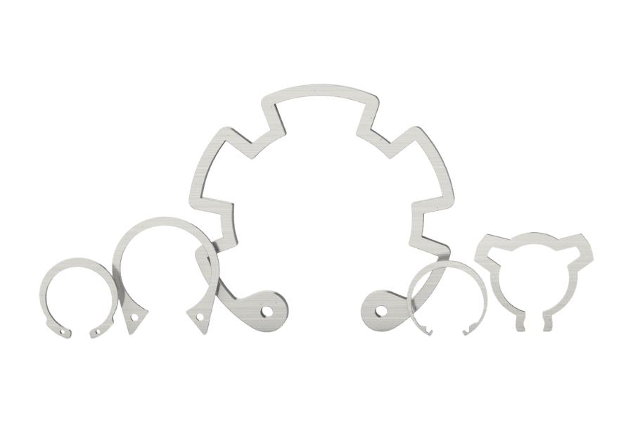 Rotor Clip custom retaining rings showing different ring styles, configurations, and design options