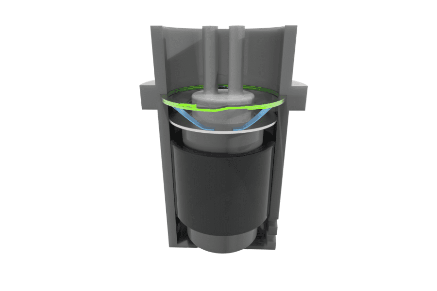 An illustration featuring an exhaust sensor equipped with both a wave spring and a spiral ring, showcasing their combined role in ensuring precise positioning and secure attachment within the exhaust system. This configuration provides stability and reliability, facilitating accurate sensor readings for optimal engine performance