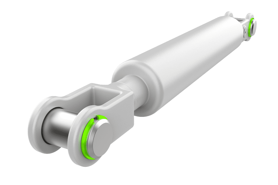 Rendered image showing a spiral ring retaining a piston or gland within a hydraulic cylinder.