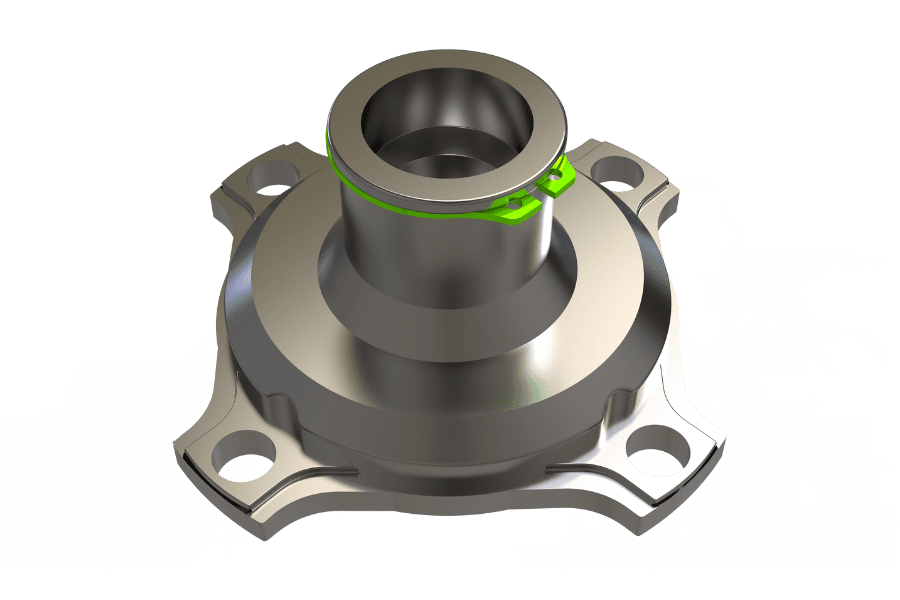 Axial circlip retaining an oil seal within a housing assembly