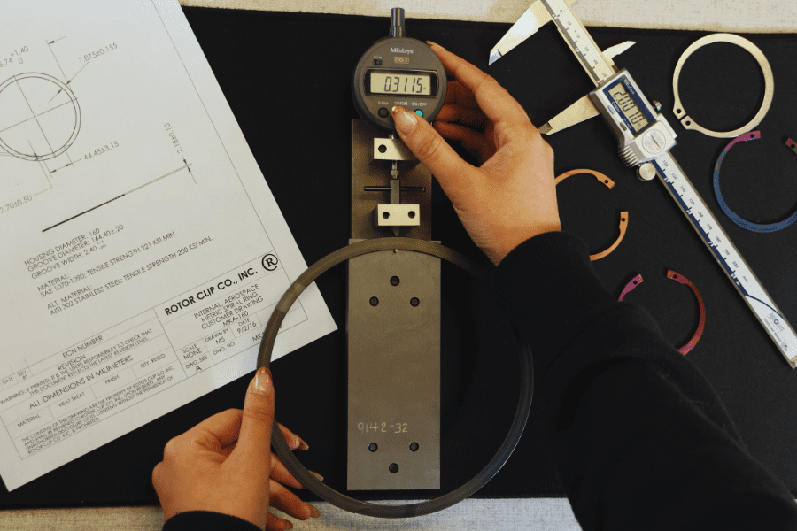 quality checks on retaining rings with part drawing