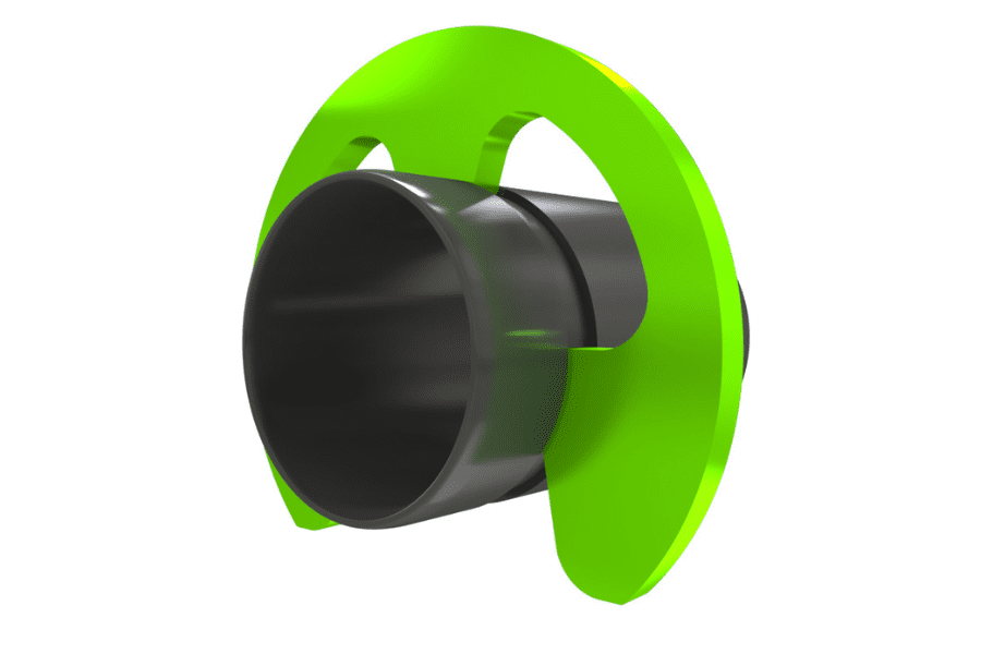 Rotor Clip E-ring radial retaining ring / circlip installed in a shaft groove