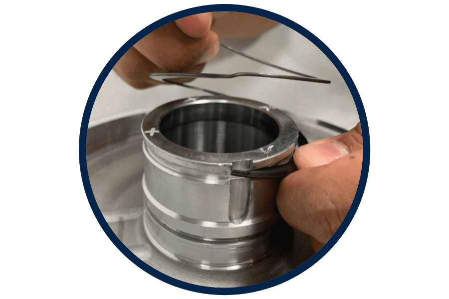 step three rotor clip spiral ring installation