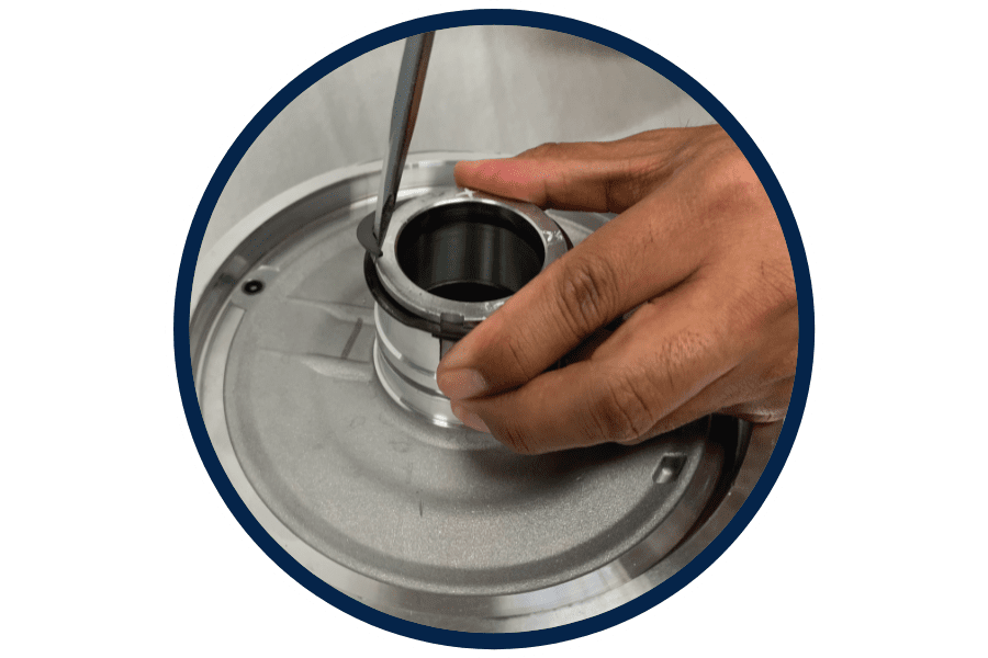 step four rotor clip spiral ring installation