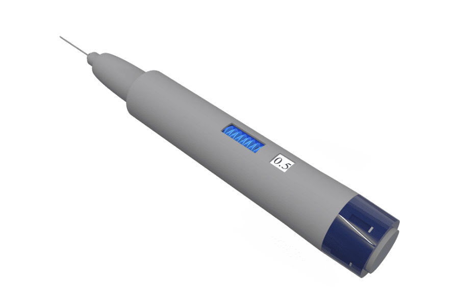 3d render of a multi-turn wave spring in a medical injector pen application