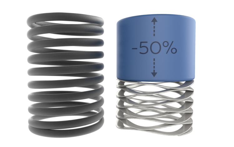 Multi-turn wave spring with shim ends for compact bearing preload applications